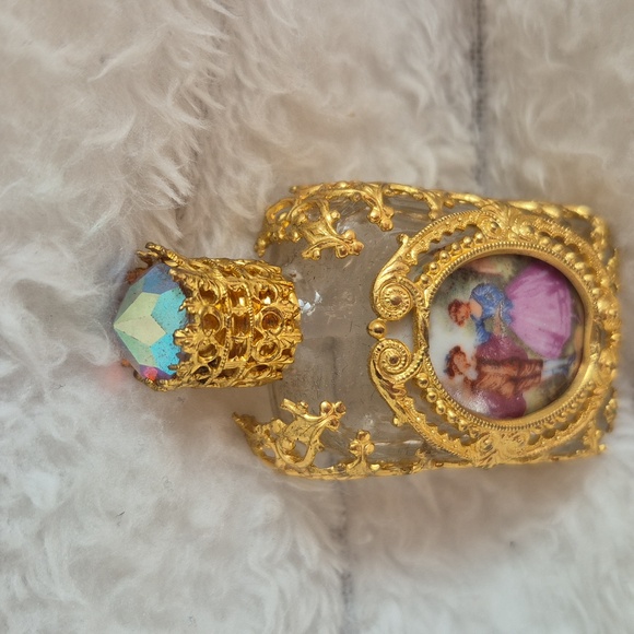 Vintage Pink Lefton Gold Gilded Capodimonte Perfume Bottle - Picture 4 of 8